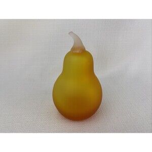 Pilgrim Glass‎ Pear Paperweight Handblown Golden Amberina Vintage - Small Damage
